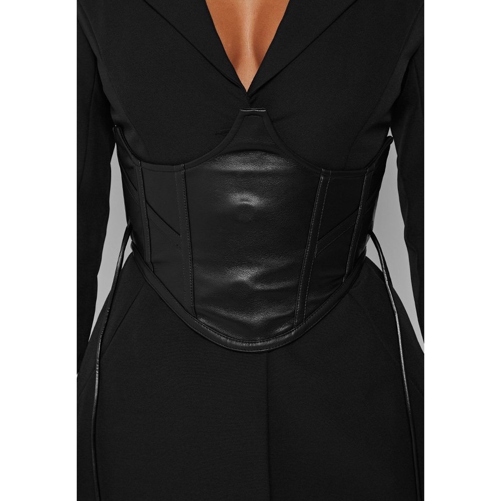 MANIERE DE VOIR BLAZER WITH VEGAN LEATHER CORSET